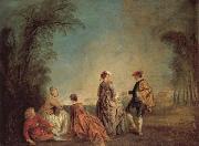Jean-Antoine Watteau An Embarrassing Proposal Sweden oil painting artist